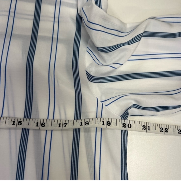 Elizabeth & James Blue White Striped Neck Bow Button Down Shirt Blouse Small - Picture 5 of 7